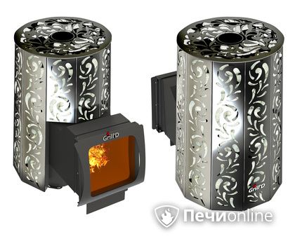 Дровяная печь-каменка GrillD Violet window long Max Жадеит 100 в Новокузнецке
