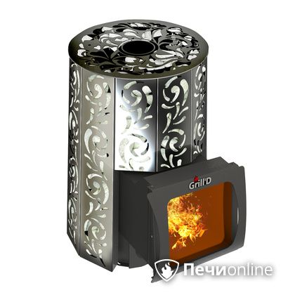 Дровяная печь-каменка GrillD Violet window short Max Жадеит 80 в Новокузнецке
