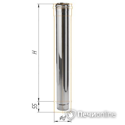 Дымоход Феррум Дымоход нержавейка 08 d-200 L=1м в Новокузнецке