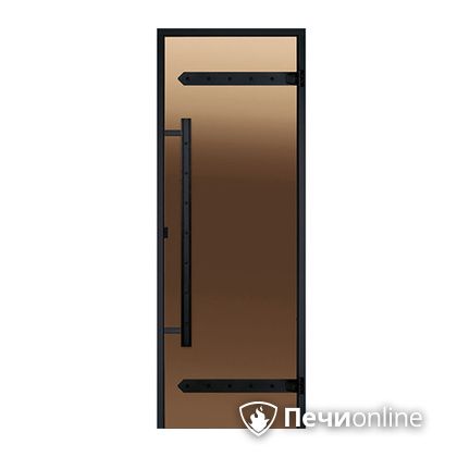 Дверь для бани Harvia Стеклянная дверь для сауны LEGEND 7/19 черная коробка сосна бронза  D71901МL в Новокузнецке