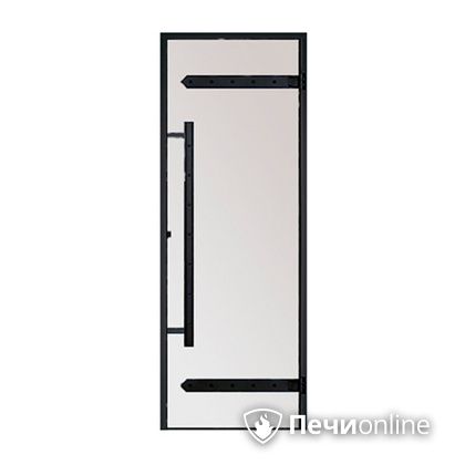 Дверь для бани Harvia Стеклянная дверь для сауны LEGEND 7/19 черная коробка сосна сатин D71905МL в Новокузнецке